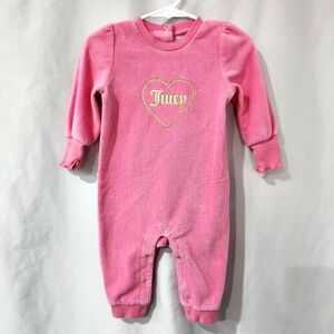 Juicy Couture Kids Velour One‎ Piece Size 6/9 Months Pink Gold Heart Snap